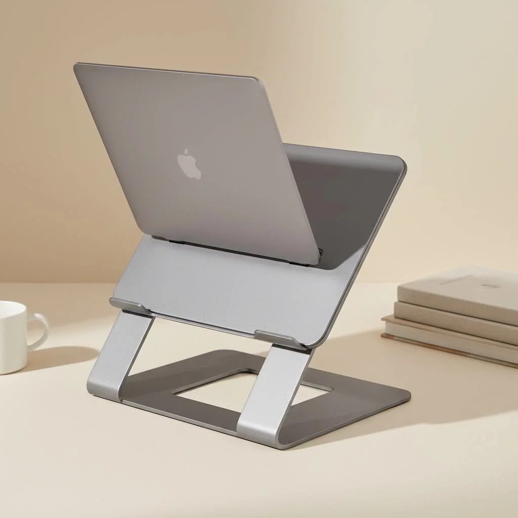 IKEA BJÖRKÅSEN adjustable laptop stand in a modern living room