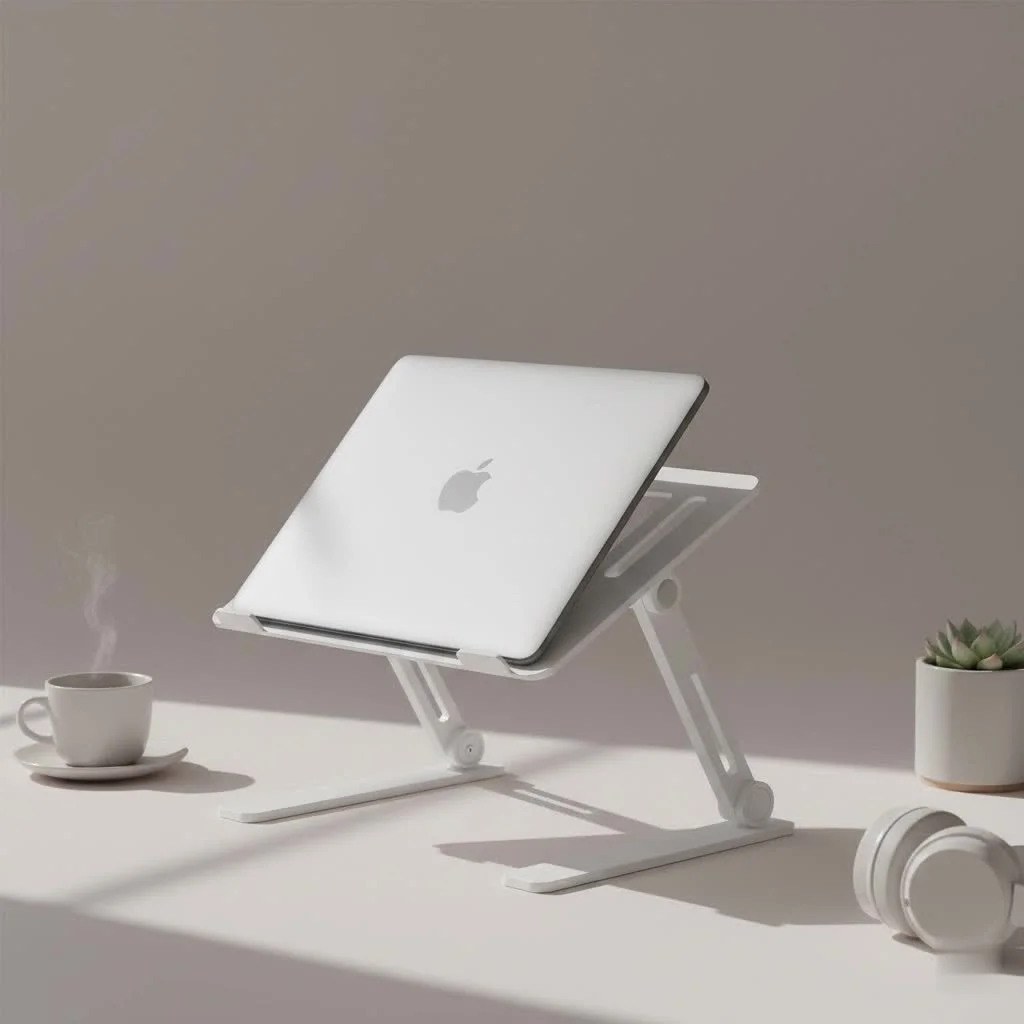 Laptop on a cooling fan stand with RGB lighting