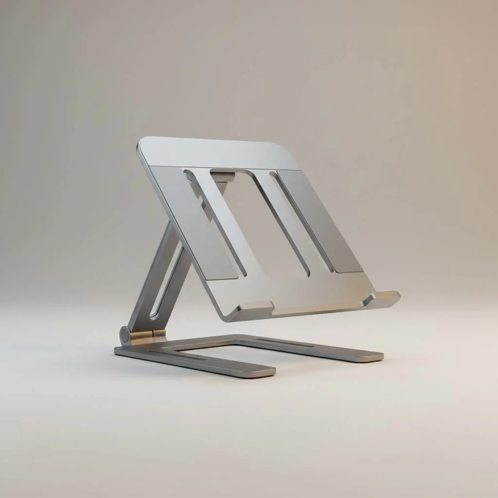 Foldable laptop stand elevating a laptop for ergonomic use