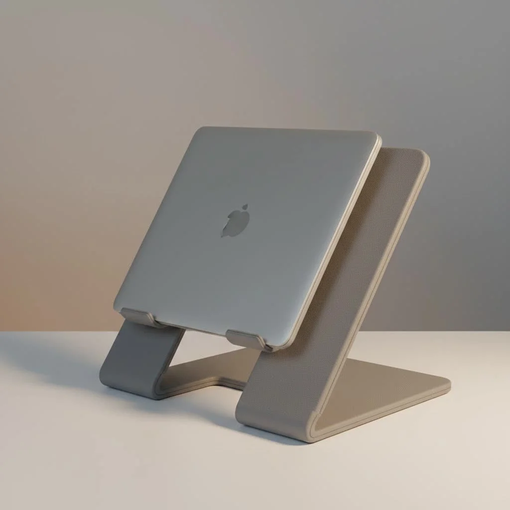 Portable laptop desk stand elevating a laptop for ergonomic use