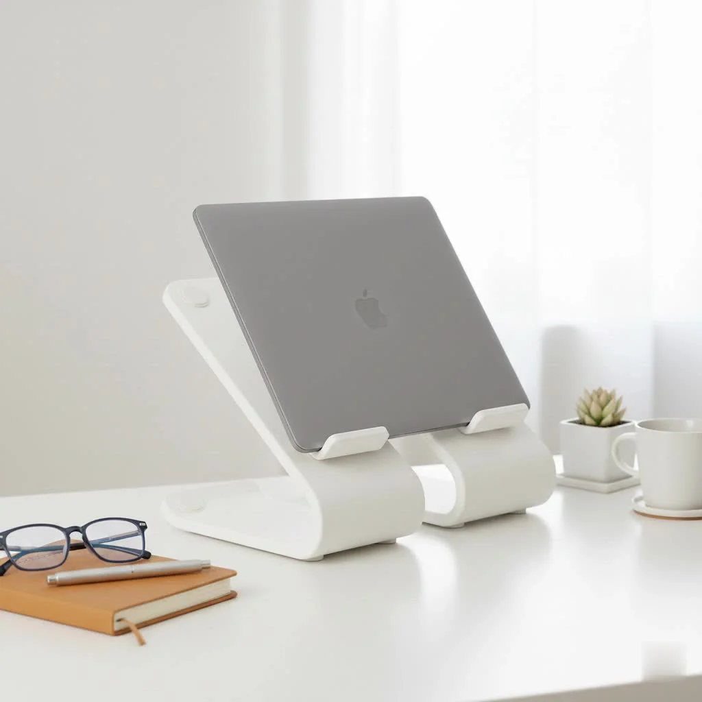 Laptop stand with docking station for an organized desk