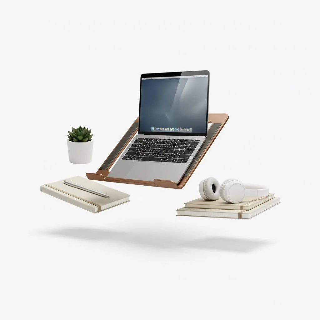 Laptop on a cooling stand with blue LED lights