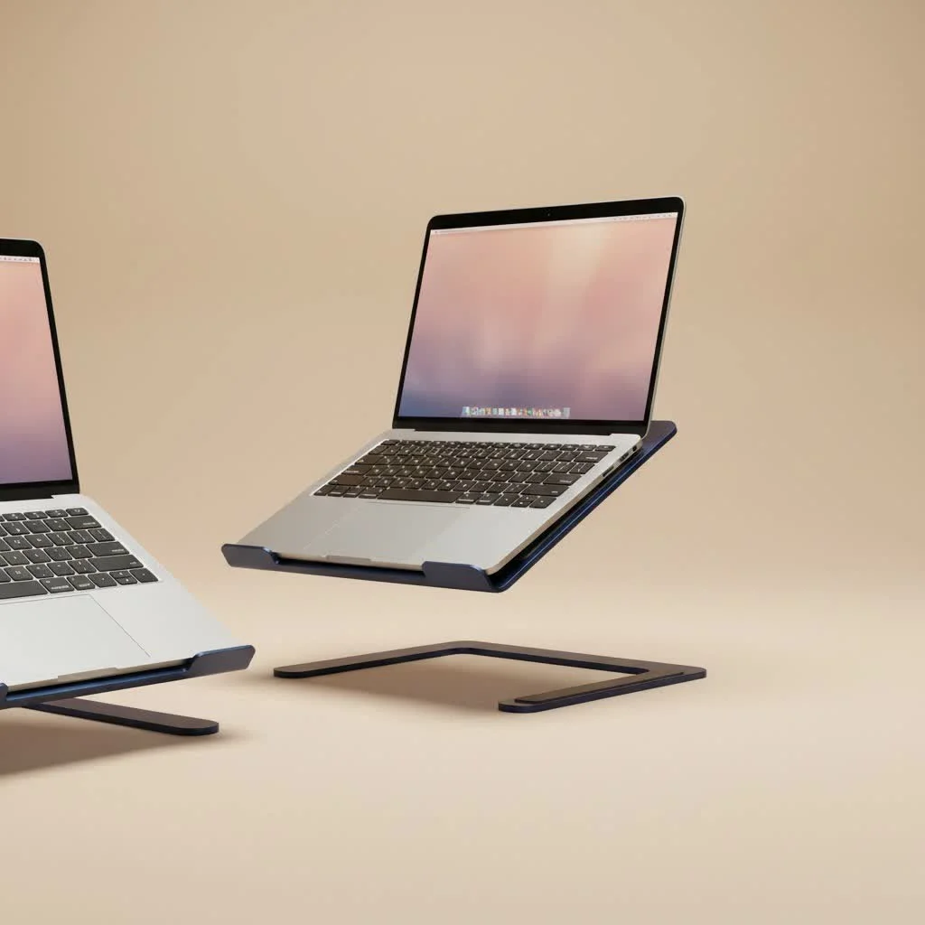 Ergonomic laptop setup with an adjustable height stand