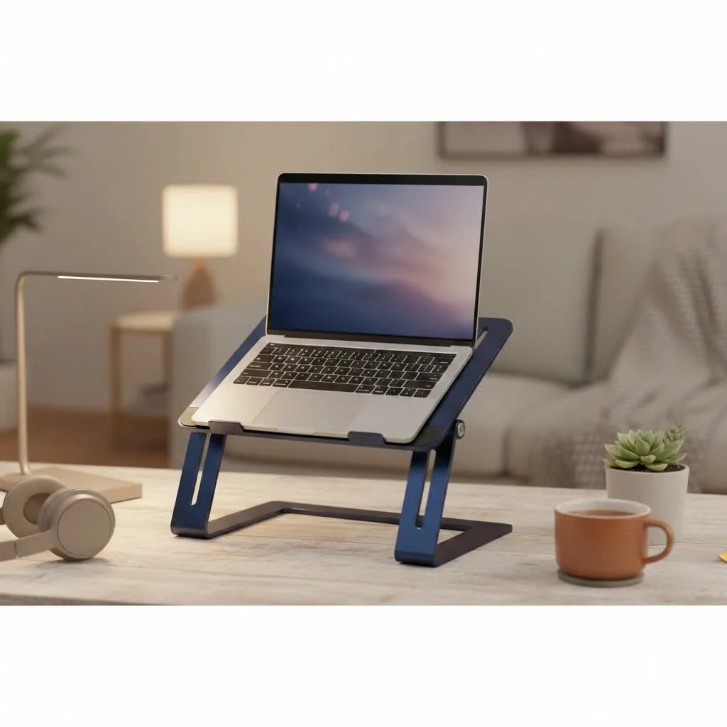 Laptop stand on wheels in a modern living room