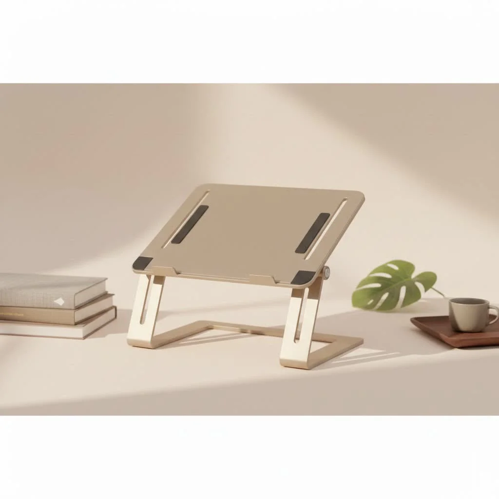 Collapsible laptop stand elevating a laptop for better ergonomics